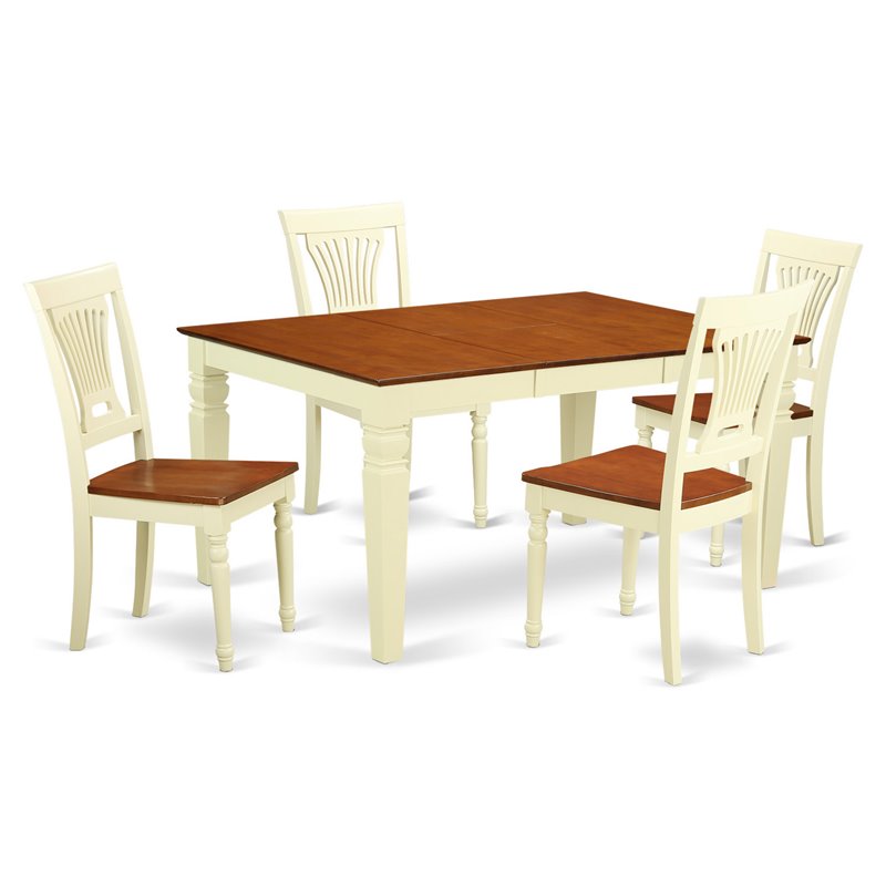 Pemberly Row 5-Piece Table and Chair Set in Buttermilk & Cherry Finish