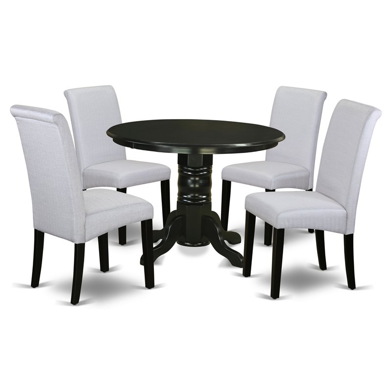 Pemberly Row 5-Piece Wood Dining Set in Black and Grayish Blue Finish