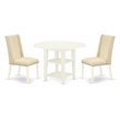 Pemberly Row 3-Piece Wood Dining Set in Linen White Finish