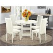 Pemberly Row 5-Piece Dinette Table Set with Wood Chairs in Linen White Finish