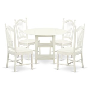 Pemberly Row 5-Piece Wood Dining Set in Linen White Finish