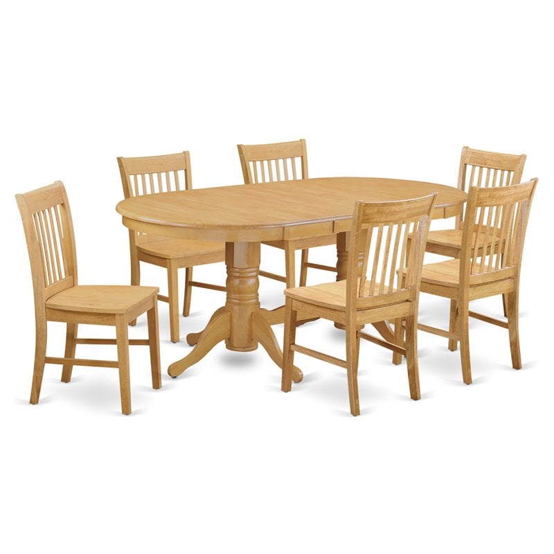 Pemberly Row 7-Piece Dining Set with Oval Table and Chairs in Oak