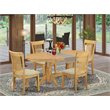 Pemberly Row 5-Piece Oak Dining Set with Cushioned Chairs