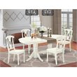 Pemberly Row 5-Piece Dining Set with Wood Seats in Linen White