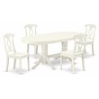 Pemberly Row 5-Piece Dining Set with Wood Seats in Linen White