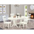 Pemberly Row 5-Piece Dining Set with Wood Chairs in Linen White