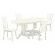 Pemberly Row 5-Piece Dining Set with Wood Chairs in Linen White