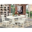 Pemberly Row 5-Piece Dining Set in Wood and Linen White Finish