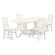 Pemberly Row 5-Piece Dining Set in Wood and Linen White Finish