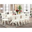 Pemberly Row 9-Piece Dining Set in Wood and Linen White Finish