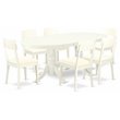 Pemberly Row 7-Piece Dining Set with Faux Leather Seats in Linen White