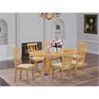 Pemberly Row 7-Piece Dining Table Set with Linen Upholstery in Oak