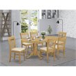 Pemberly Row 7-Piece Oval Dining Table Set with Double Pedestal Base in Oak