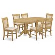 Pemberly Row 7-Piece Oval Dining Table Set with Double Pedestal Base in Oak