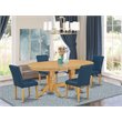 Pemberly Row 5-Piece Dining Set with Oak Finish Table and Oasis PU Chairs