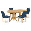 Pemberly Row 5-Piece Dining Set with Oak Finish Table and Oasis PU Chairs