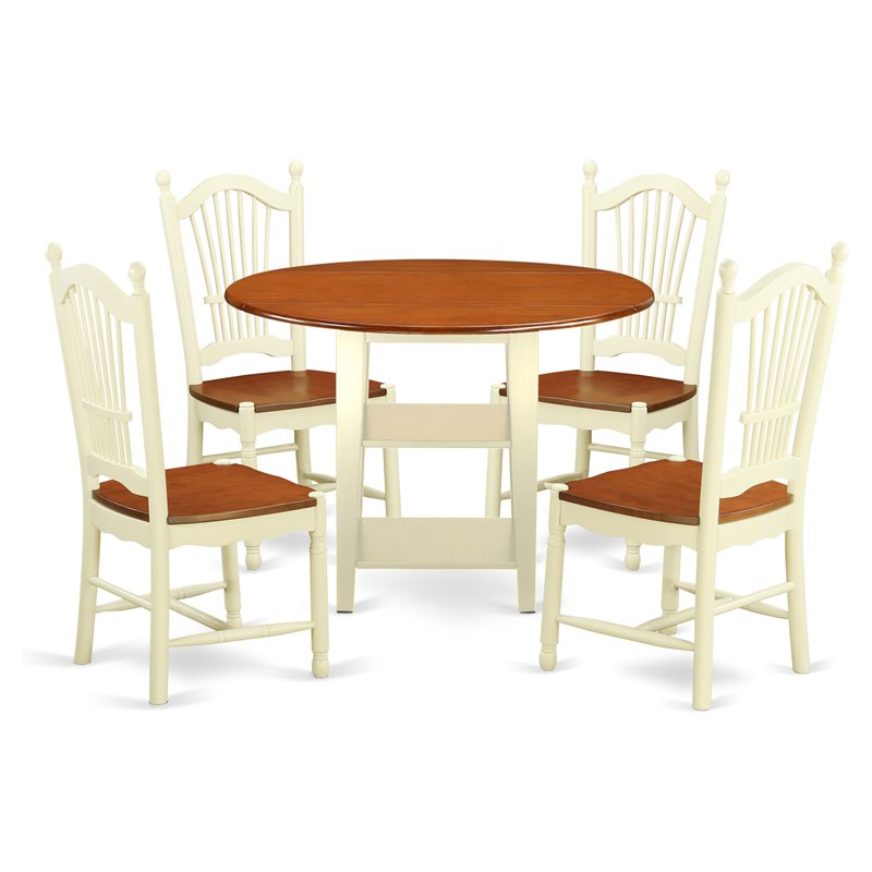 Pemberly Row 5-Piece Wood Dining Room Set in Buttermilk and Cherry