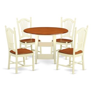 Pemberly Row 5-Piece Wood Dining Room Set in Buttermilk and Cherry