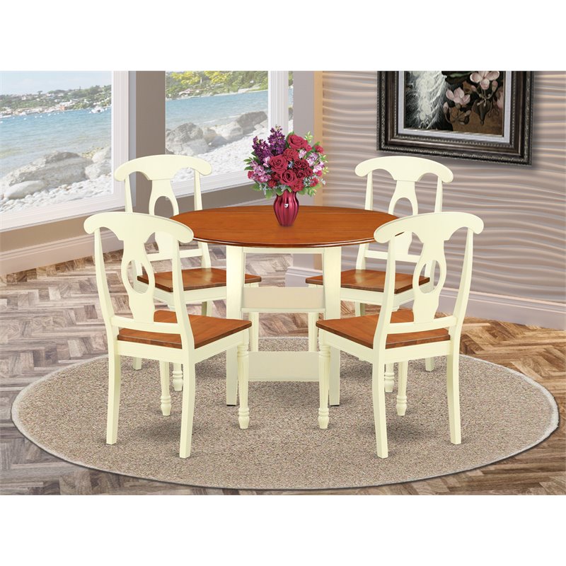 Pemberly Row 5-Piece Table and Chair Set in Buttermilk Cherry Finish