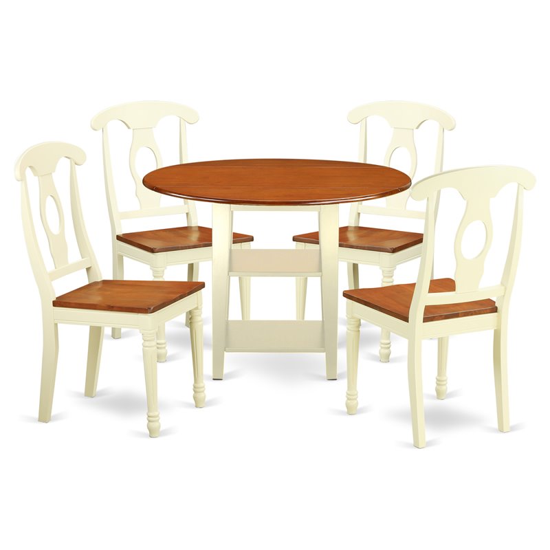 Pemberly Row 5-Piece Table and Chair Set in Buttermilk Cherry Finish