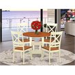 Pemberly Row 5-Piece Dining Set with X-Back Chairs in Cherry and Buttermilk