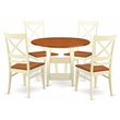 Pemberly Row 5-Piece Dining Set with X-Back Chairs in Cherry and Buttermilk