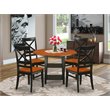 Pemberly Row 5-Piece Dining Set with X-Back Chairs in Black and Cherry