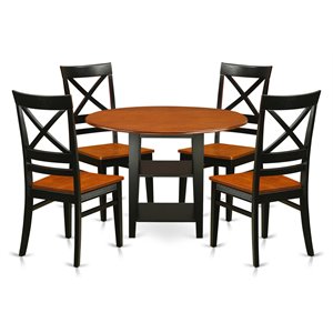 Pemberly Row 5-Piece Dining Set with X-Back Chairs in Black and Cherry