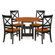 Pemberly Row 5-Piece Dining Set with X-Back Chairs in Black and Cherry