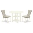 Pemberly Row 3-Piece Round Wood Dining Set in Linen White/Doeskin