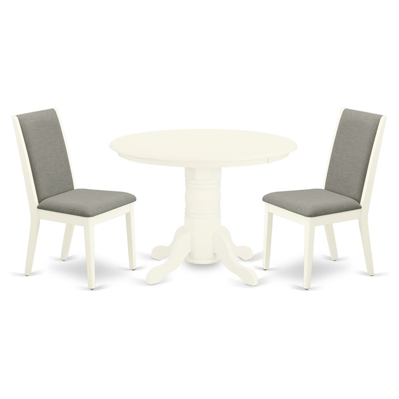 Pemberly Row 3-Piece Dining Set in Linen White and Shitake Finish