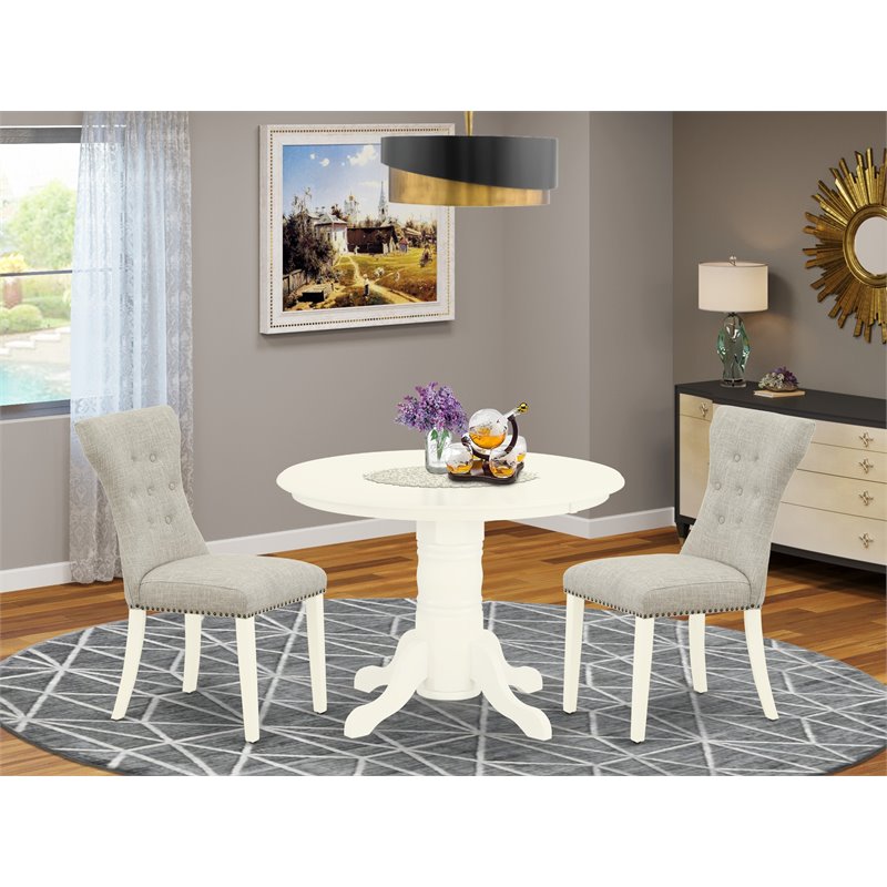 Pemberly Row 3-Piece Wood Dining Set in Linen White and Doeskin