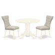 Pemberly Row 3-Piece Wood Dining Set in Linen White and Doeskin