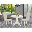 Pemberly Row 3-Piece Dining Set in Linen White and Light Beige Finish