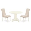 Pemberly Row 3-Piece Dining Set in Linen White and Light Beige Finish