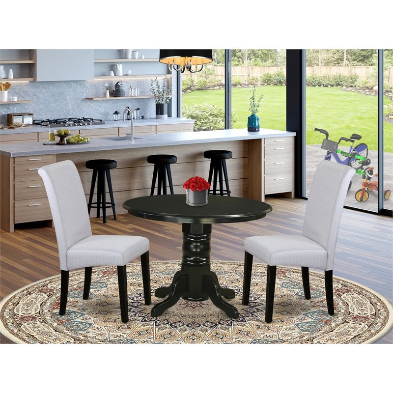 Pemberly Row 3-Piece Wood Dining Set in Black and Grayish Blue Finish