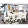Pemberly Row 7-Piece Wood Dinette Set in Linen White with Oval Table