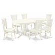 Pemberly Row 7-Piece Wood Dinette Set in Linen White with Oval Table
