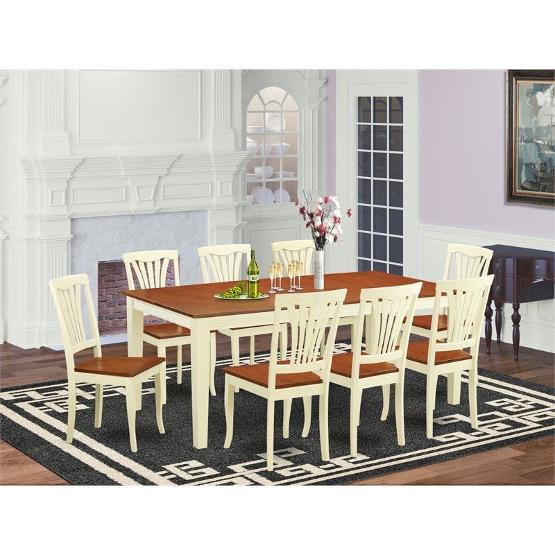 Pemberly Row 9-Piece Wood Dinette Set in Buttermilk and Cherry