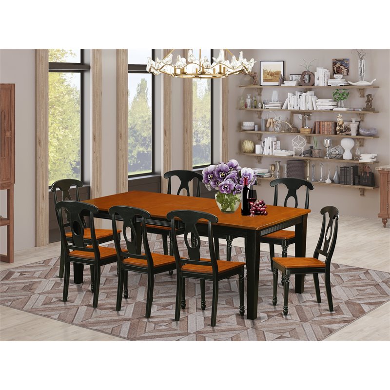 Pemberly Row 9-Piece Wood Dining Set in Black/Cherry Finish
