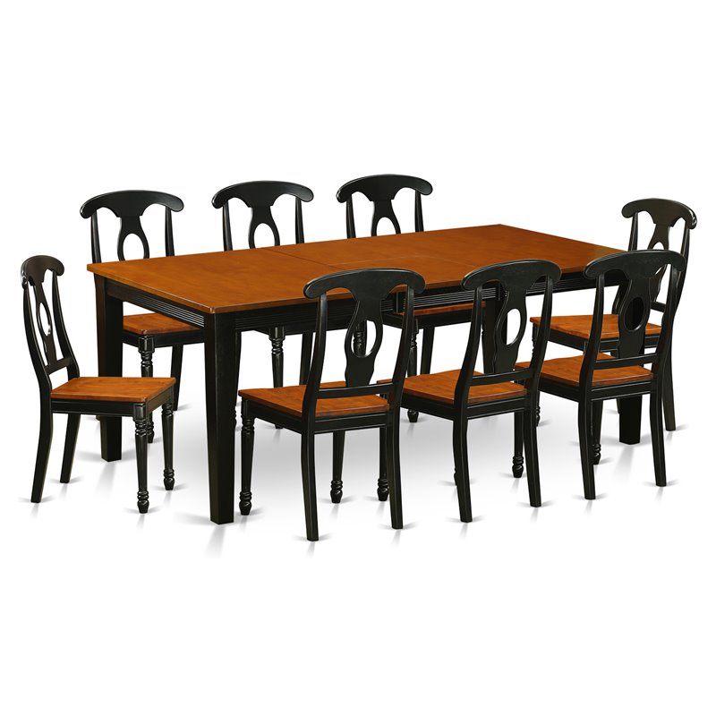 Pemberly Row 9-Piece Wood Dining Set in Black/Cherry Finish