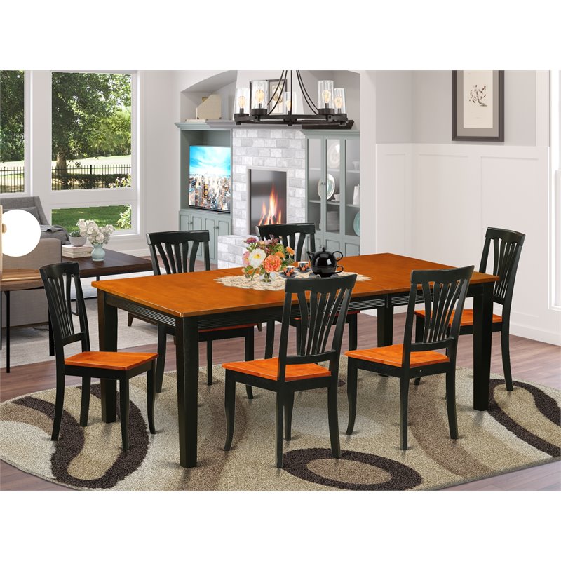 Pemberly Row 7-Piece Dining Table Set Wood Black/Cherry Finish