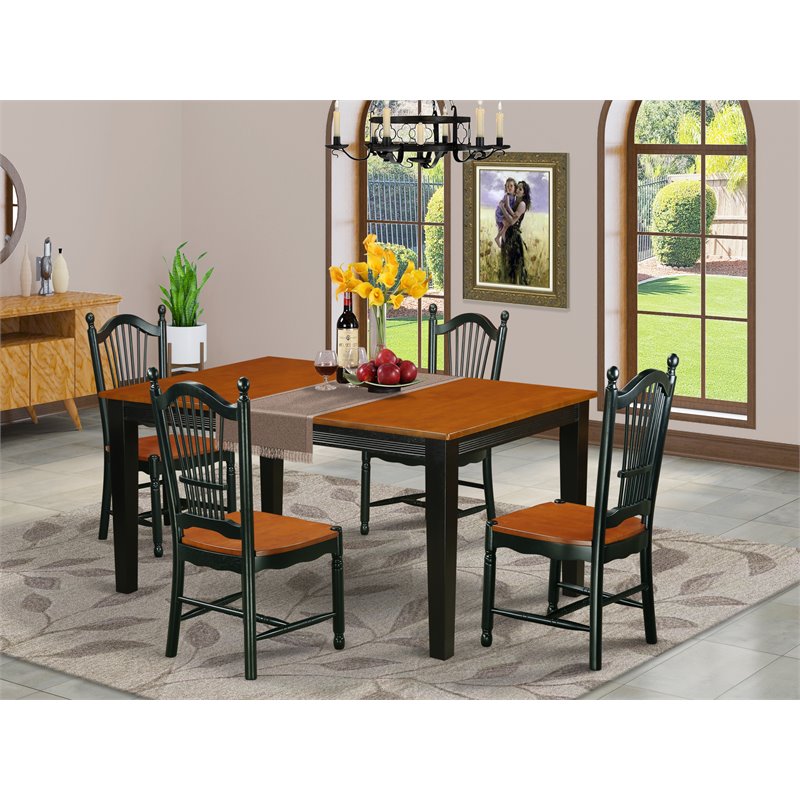 Pemberly Row 5-Piece Wood Dining Room Set Black/Cherry Finish
