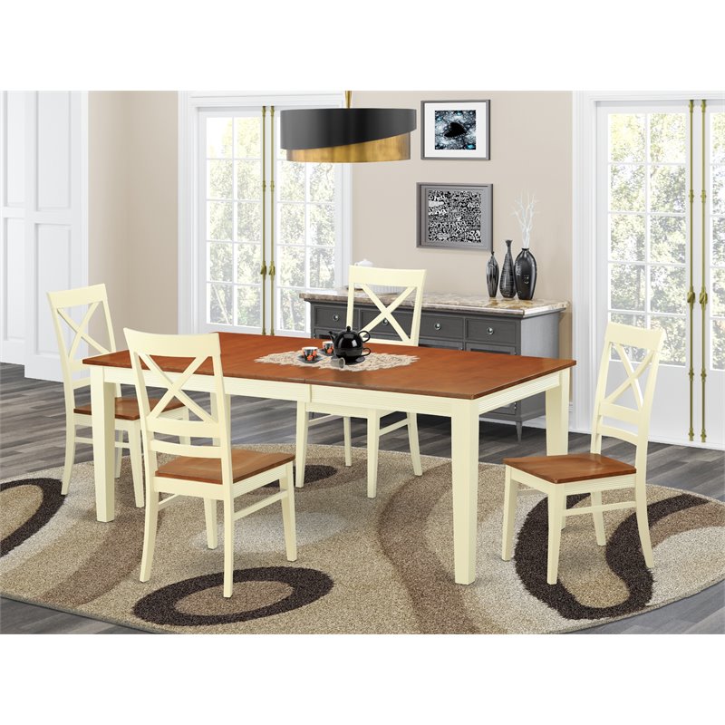 Pemberly Row 5-Piece Dining Table Set Wood Buttermilk Cherry Finish