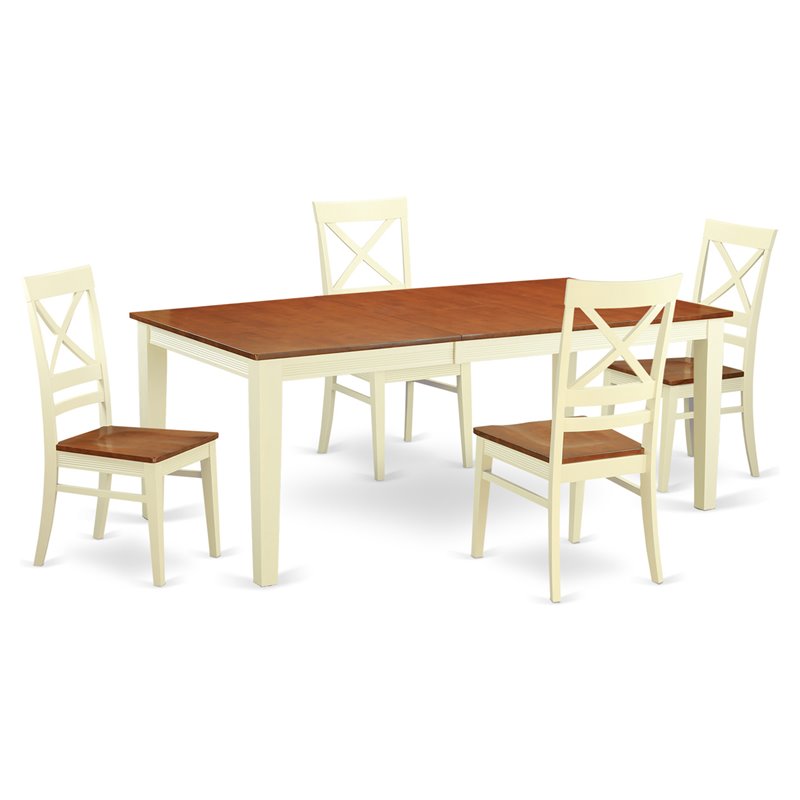 Pemberly Row 5-Piece Dining Table Set Wood Buttermilk Cherry Finish