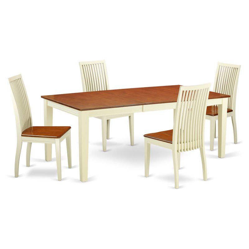 Pemberly Row 5-Piece Kitchen Table Set with Expansion Leaf Wood Finish