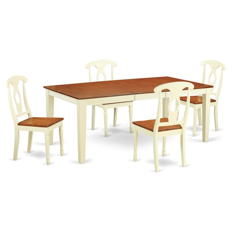 Pemberly Row 5-Piece Dinette Table Set with Butterfly Leaf Buttermilk Cherry