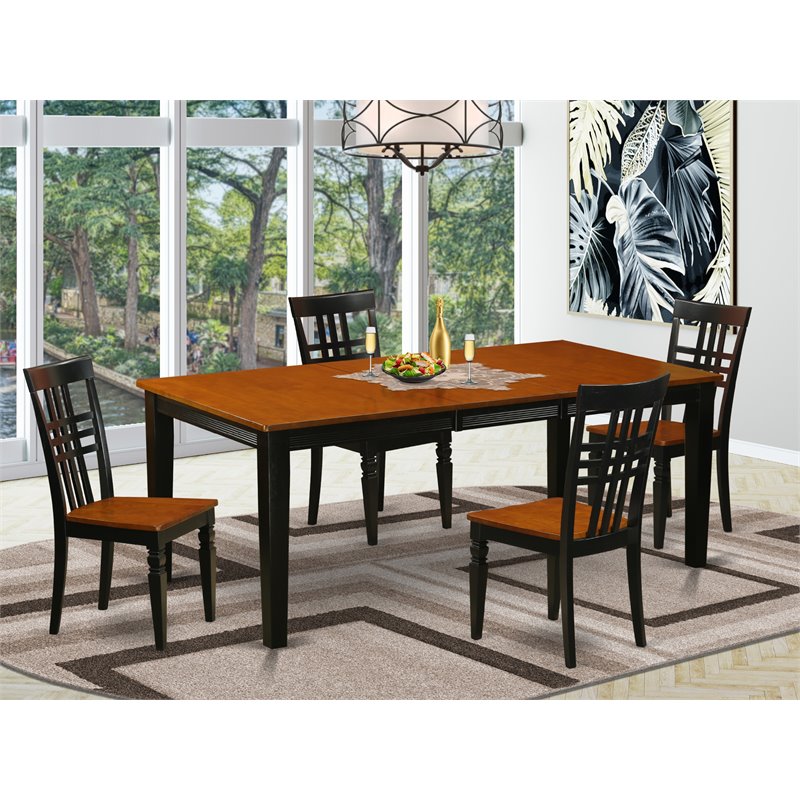 Pemberly Row 5-Piece Wood Dining Set with Black and Cherry Finish