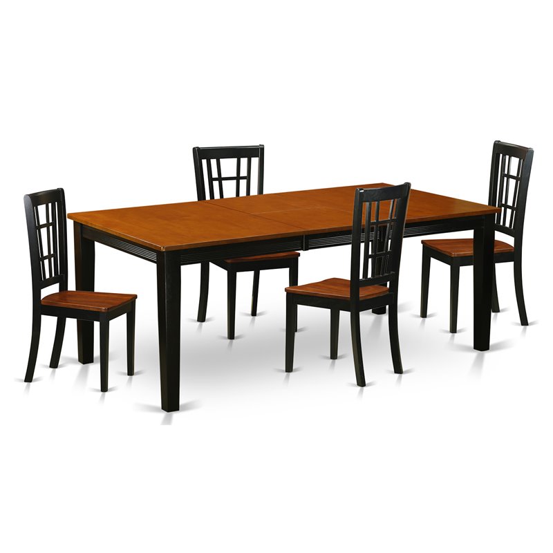 Pemberly Row 5-Piece Black and Cherry Dining Set with Wood Chairs