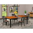 Pemberly Row 5-Piece Dining Set with Leather Seats in Black/Cherry